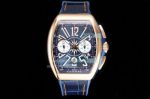 Swiss Replica Franck Muller V45 Yachting 7750 Blue Dial Rose Gold Case Watch 